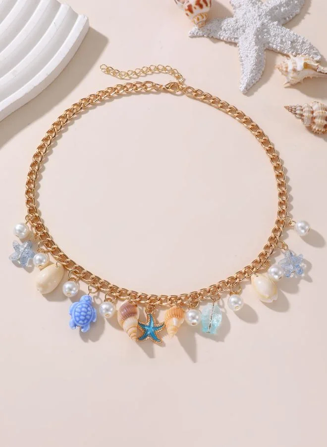 Take Two Gold Charm Pendant Necklace with Sea Life Charms